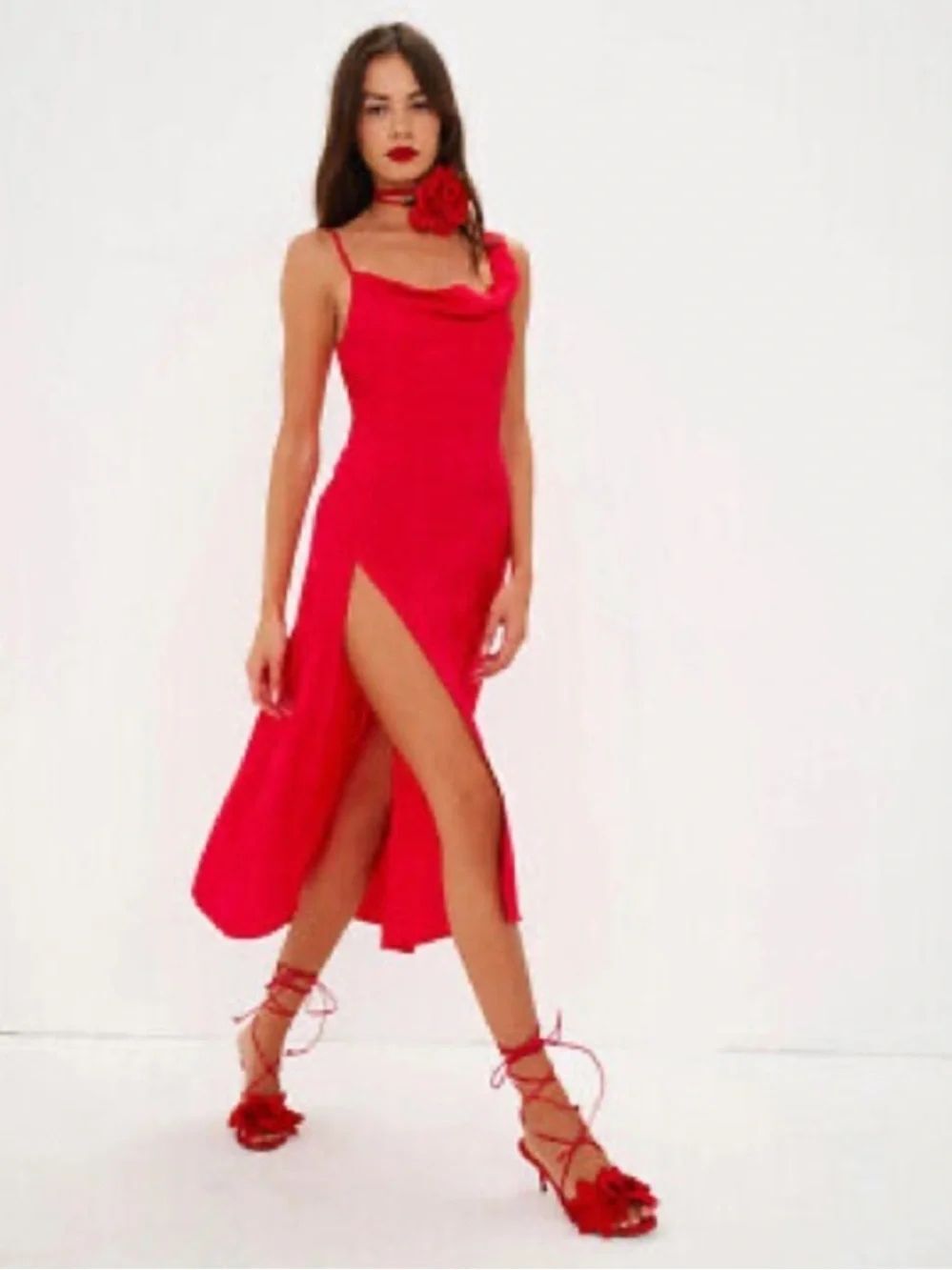 NWT For Love & Lemons Ilana Midi Dress Red Revolve Large